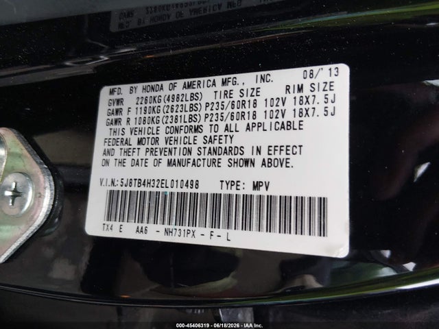 Продажа на аукционе авто 2014 Acura Rdx, vin: 5J8TB4H32EL010498, номер лота: 45406319