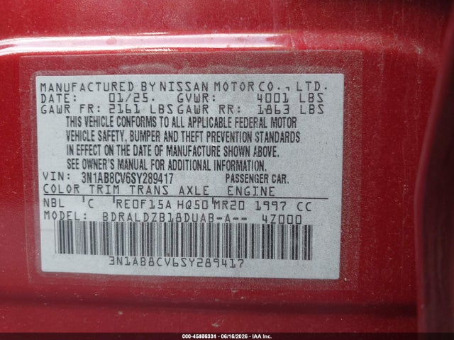 Nissan SENTRA SV 2025 3N1AB8CV6SY289417 Image 9