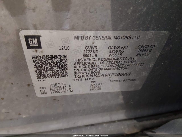 GMC Acadia Sle-1 2019 1GKKNKLA9KZ195982 Image 9