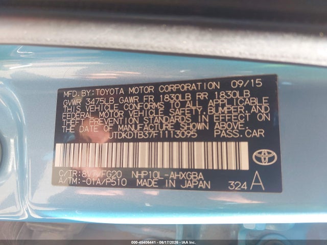 Toyota Prius C Three 2015 JTDKDTB37F1113095 Image 9
