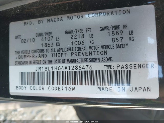 Aukcja sprzedaży 2010 Mazda Mazda3 S Grand Touring, vin: JM1BL1H64A1286476, numer aukcji: 45406456