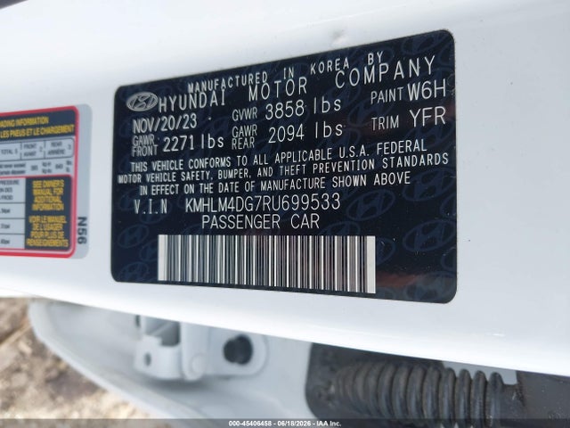 45406458 :رقم المزاد ، KMHLM4DG7RU699533 vin ، 2024 Hyundai Elantra Sel مزاد بيع