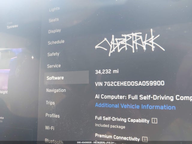 Aukcja sprzedaży 2025 Tesla Cybertruck All-wheel Drive, vin: 7G2CEHED0SA059900, numer aukcji: 45406509