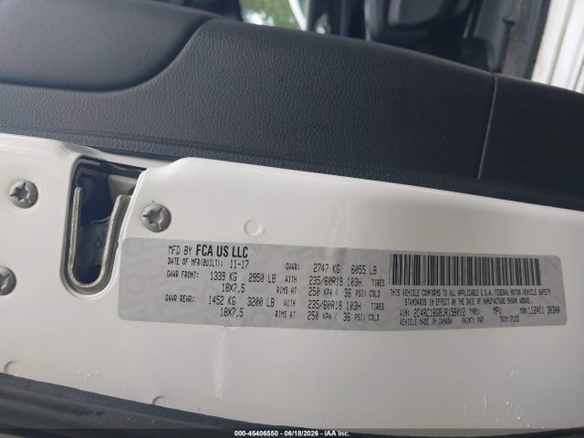 Продажа на аукционе авто 2018 Chrysler Pacifica Touring L, vin: 2C4RC1BG8JR158012, номер лота: 45406550