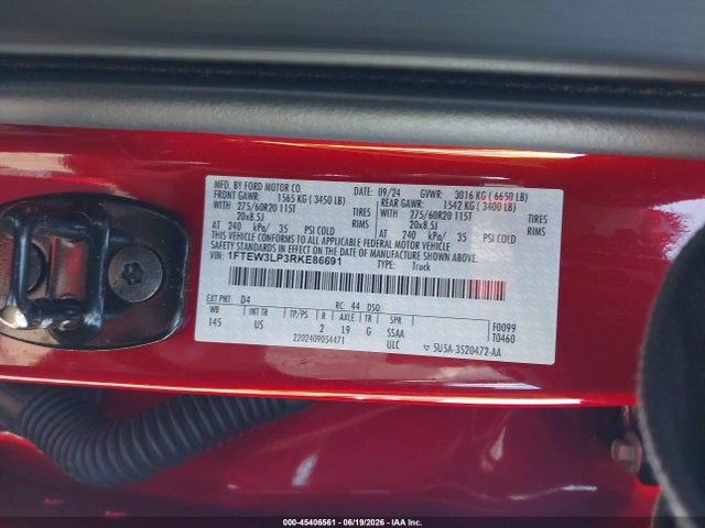 Auction sale of the 2024 Ford F-150 Xlt, vin: 1FTEW3LP3RKE86691, lot number: 45406561