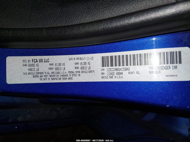 45406567 :رقم المزاد ، 1C3CCCAB0GN153842 vin ، 2016 Chrysler 200 Limited مزاد بيع
