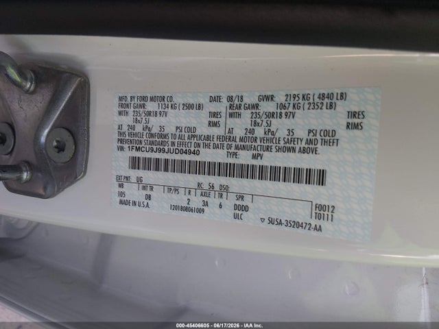Ford Escape Titanium 2018 1FMCU9J99JUD04940 Image 9