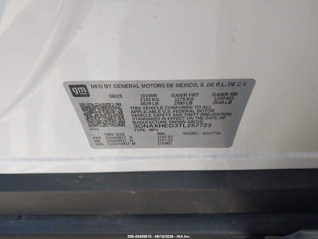 3GNAXHEG3TL257723 Chevrolet Equinox Fwd Lt