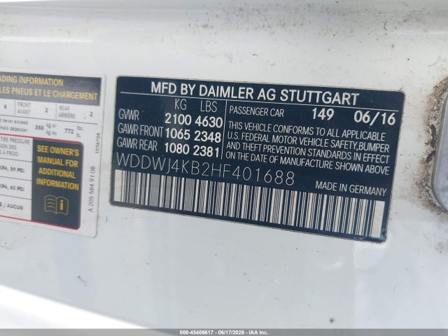 Продаж на аукціоні авто 2017 Mercedes-benz C 300 4matic, vin: WDDWJ4KB2HF401688, номер лоту: 45406617