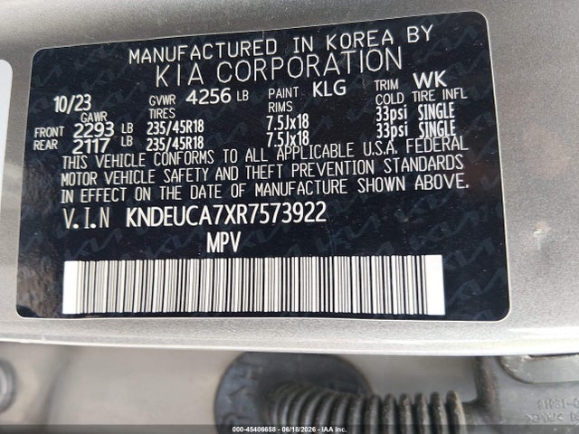 Aukcja sprzedaży 2024 Kia Seltos X-line, vin: KNDEUCA7XR7573922, numer aukcji: 45406658