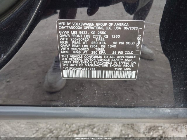 45406672 :رقم المزاد ، 1V2JP2CA9PC551955 vin ، 2023 Volkswagen Atlas 2.0t Se W/technology مزاد بيع