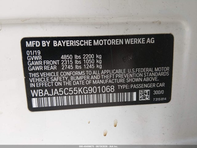BMW 530I 2019 WBAJA5C55KG901068 Image 9