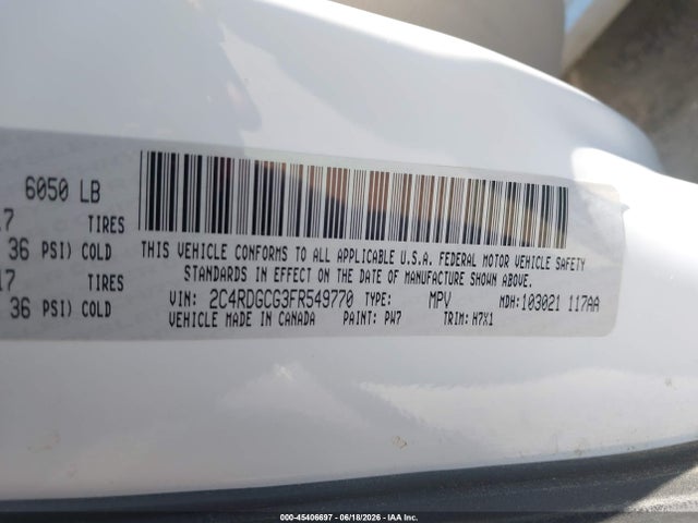 Dodge Grand Caravan Sxt 2015 2C4RDGCG3FR549770 Image 9