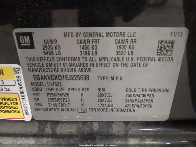 Продажа на аукционе авто 2014 Buick Enclave Premium, vin: 5GAKVCKD1EJ225638, номер лота: 45406800