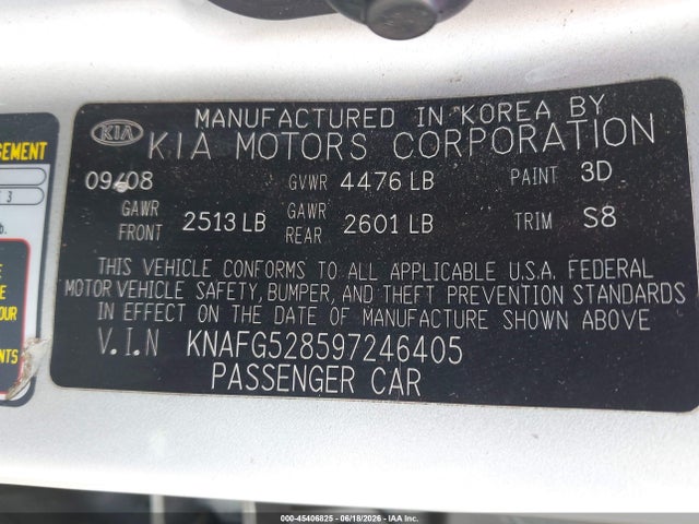 Aukcja sprzedaży 2009 Kia Rondo Lx, vin: KNAFG528597246405, numer aukcji: 45406825