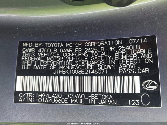 Lexus ES 350 2014 JTHBK1GG8E2146071 Image 9