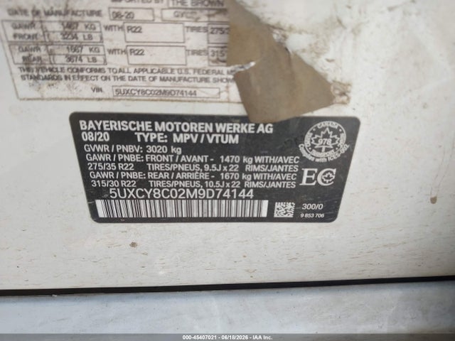 BMW X6 M50i 2021 5UXCY8C02M9D74144 Image 9