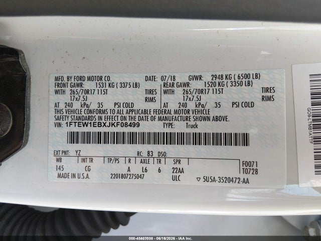 Ford F-150 Xl 2018 1FTEW1EBXJKF08499 Image 9