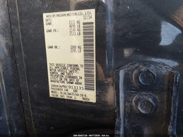 1N4AA5AP9EC913135 Nissan Maxima 3.5 S/3.5 Sv