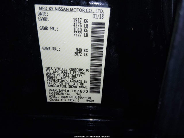 1N4AL3AP4JC187872 Nissan Altima 2.5 S