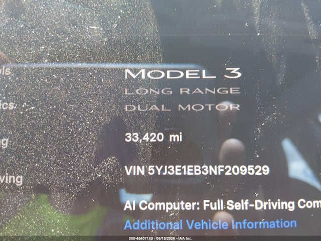 Продажа на аукционе авто 2022 Tesla Model 3 Long Range Dual Motor All-wheel Drive, vin: 5YJ3E1EB3NF209529, номер лота: 45407188