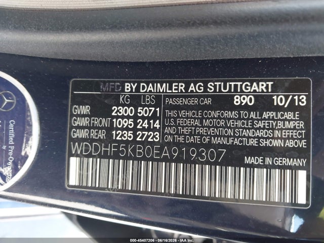 Продаж на аукціоні авто 2014 Mercedes-benz E 350, vin: WDDHF5KB0EA919307, номер лоту: 45407206