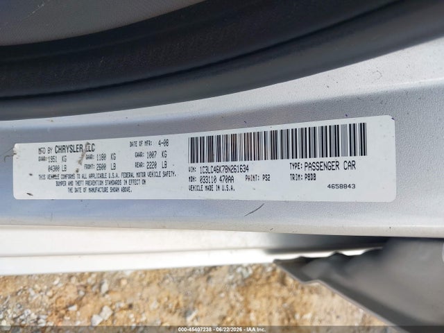 Aukcja sprzedaży 2008 Chrysler Sebring Lx, vin: 1C3LC46K78N261634, numer aukcji: 45407238