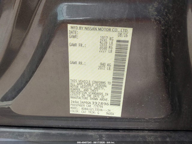 1N4AL3AP6GN392896 Nissan Altima 2.5 S