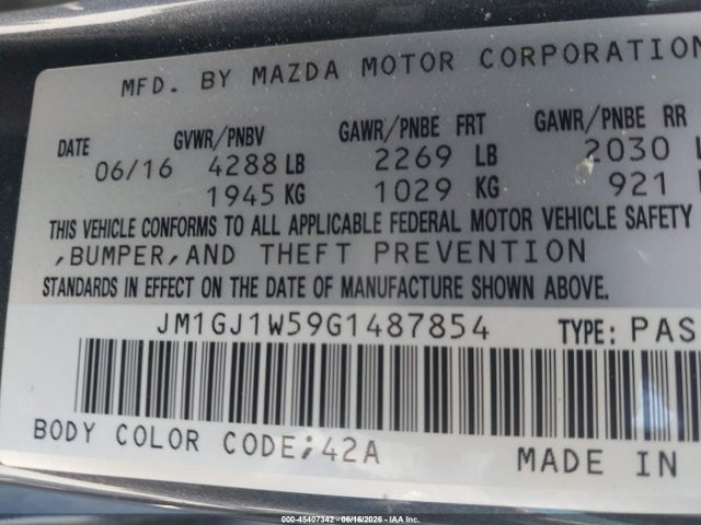 JM1GJ1W59G1487854 Mazda Mazda6 I Grand Touring