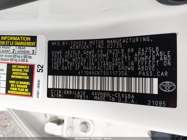 Toyota CAMRY XLE 2025 4T1DAACK7SU117356 Image 9
