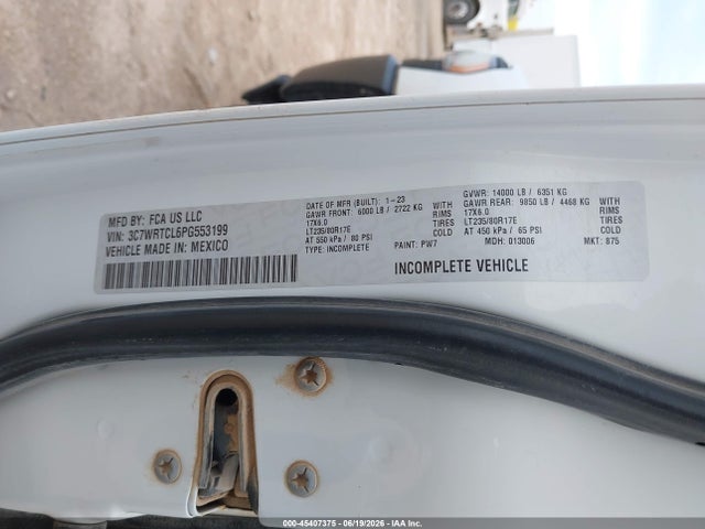 Aukcja sprzedaży 2023 Ram 3500 Chassis Tradesman/slt/laramie/limited, vin: 3C7WRTCL6PG553199, numer aukcji: 45407375