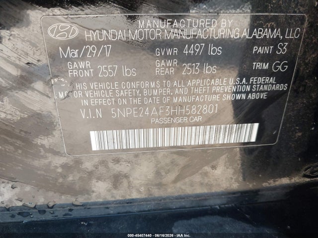 Продажа на аукционе авто 2017 Hyundai Sonata Se, vin: 5NPE24AF3HH582801, номер лота: 45407440