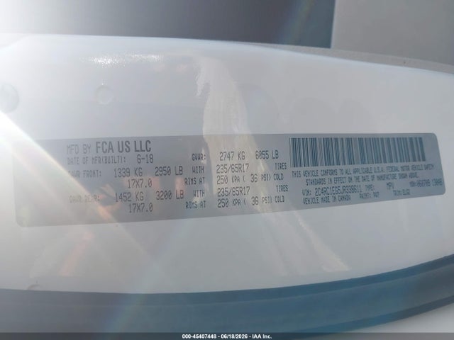 Продаж на аукціоні авто 2018 Chrysler Pacifica Touring L Plus, vin: 2C4RC1EG5JR338611, номер лоту: 45407448