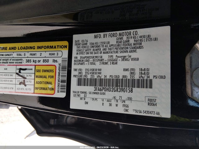 Ford FUSION SE 2016 3FA6P0HD2GR390158 Image 9