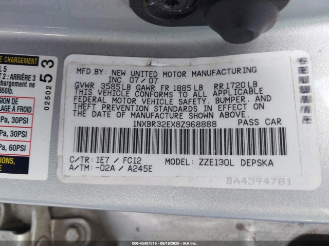 Aukcja sprzedaży 2008 Toyota Corolla S, vin: 1NXBR32EX8Z968888, numer aukcji: 45407516