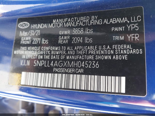 Hyundai ELANTRA SE 2021 5NPLL4AGXMH045236 Image 9