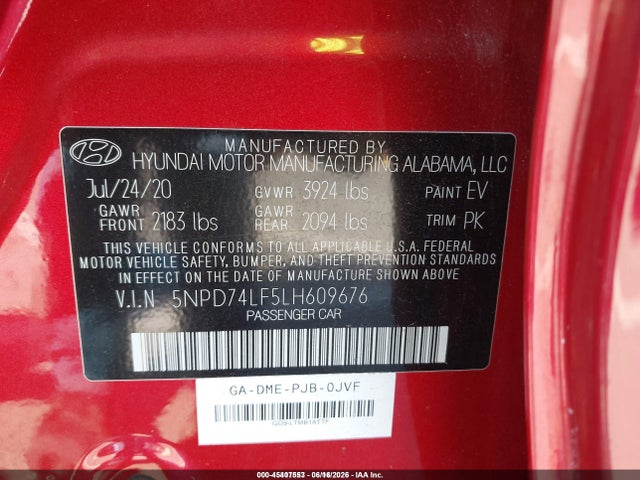 Hyundai ELANTRA SE 2020 5NPD74LF5LH609676 Image 9