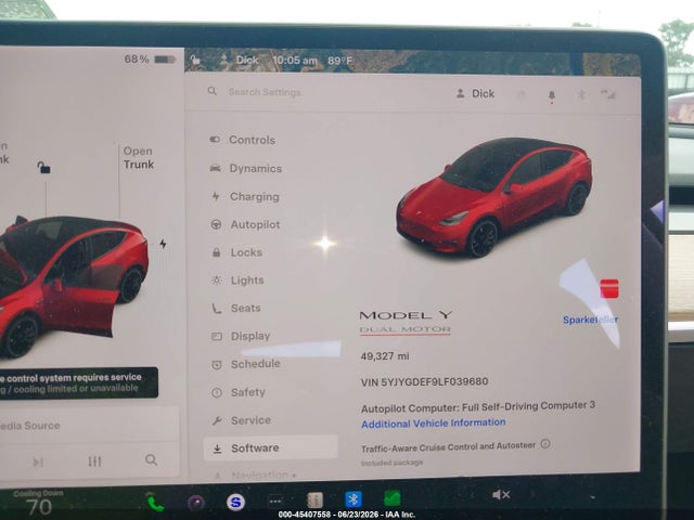 Продаж на аукціоні авто 2020 Tesla Model Y, vin: 5YJYGDEF9LF039680, номер лоту: 45407558