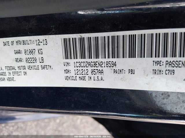 1C3CDZAG3EN218594 Dodge AVENGER SE