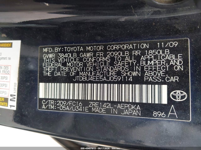 Aukcja sprzedaży 2010 Toyota Corolla Le, vin: JTDBU4EE5AJ059114, numer aukcji: 45407613