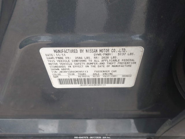 Aukcja sprzedaży 2012 Infiniti M37x, vin: JN1BY1AR6CM395113, numer aukcji: 45407676