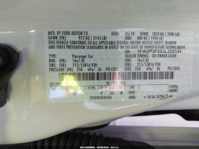Ford FOCUS SE 2018 1FADP3F25JL328544 Image 9