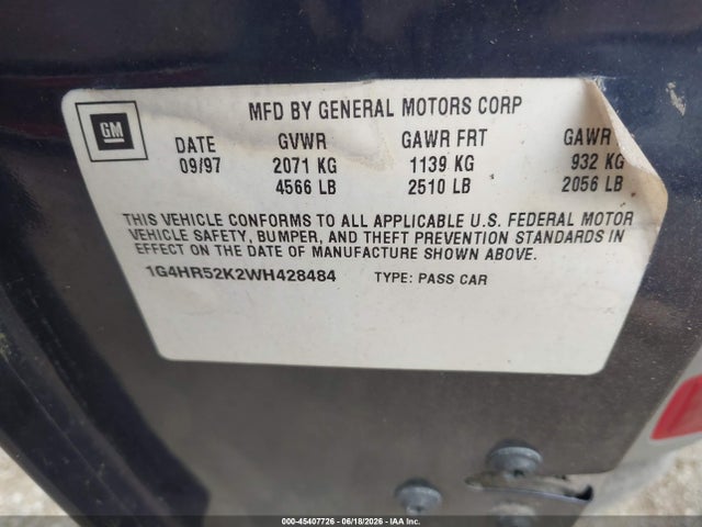 Aukcja sprzedaży 1998 Buick Lesabre Limited, vin: 1G4HR52K2WH428484, numer aukcji: 45407726