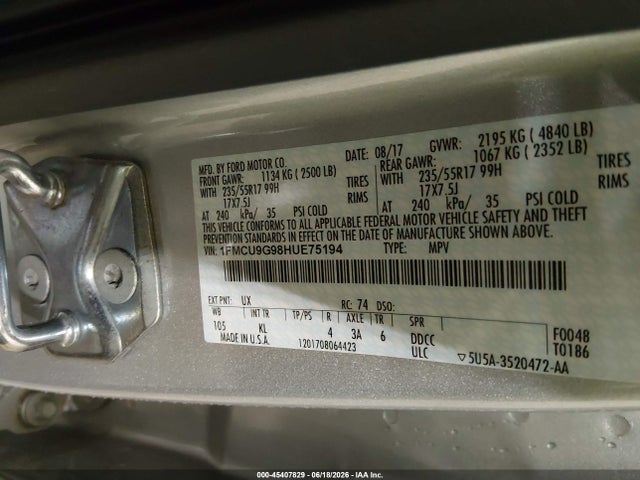 Ford ESCAPE SE 2017 1FMCU9G98HUE75194 Image 9