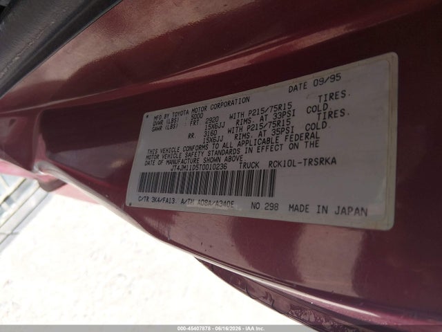 Aukcja sprzedaży 1996 Toyota T100, vin: JT4JM11D5T0010236, numer aukcji: 45407878