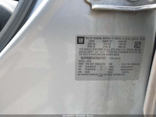 Продажа на аукционе авто 2012 Cadillac Srx Luxury Collection, vin: 3GYFNDE39CS647137, номер лота: 45407972