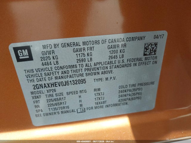 Chevrolet EQUINOX LS 2018 2GNAXHEV0J6132095 Image 9