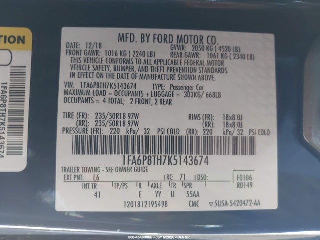 Ford Mustang Ecoboost Premium 2019 1FA6P8TH7K5143674 Image 9
