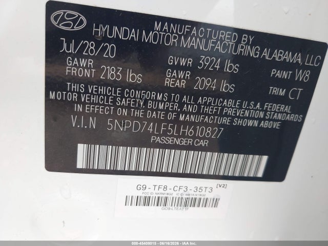 Hyundai ELANTRA SE 2020 5NPD74LF5LH610827 Image 9