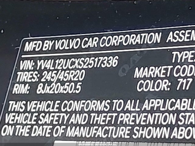 2025 Volvo Xc40 B5 Plus Dark Theme მანქანა იყიდება აუქციონზე, vin: YV4L12UCXS2517336, აუქციონის ნომერი: 45408030